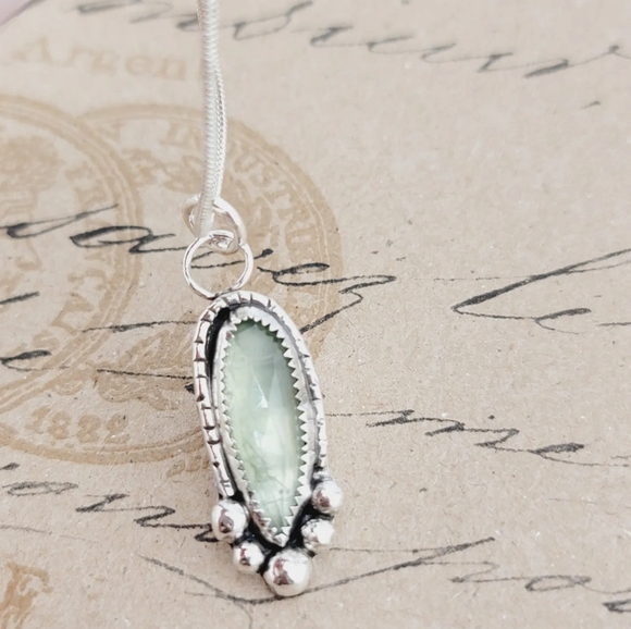 KYANITE HANDMADE PENDANT W/ SNAKE CHAIN ALL IN .925 STERLING SILVER 18" LENGTH - Picture 4 of 5